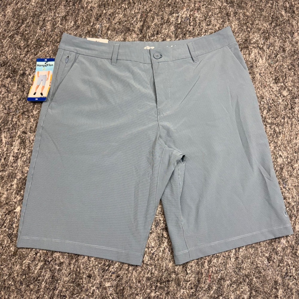 Hang Ten Mens Hybrid Shorts Blue Grey Micro Check Stretch Size 36 A305A813PS